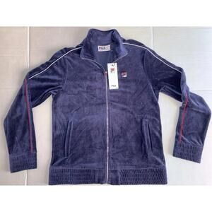 Fila Men's Irving 2 Velour Track Jacket, Blue size small
